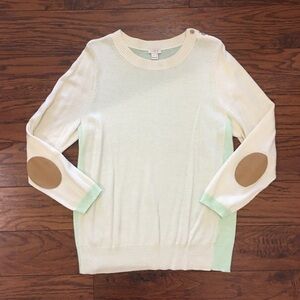 J. Crew Women’s Lightweight Colorblock Sweater Elbow Patches Wool Blend Large